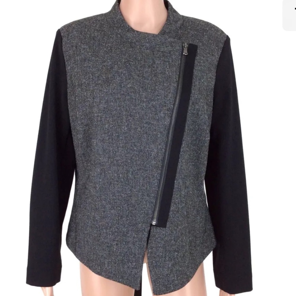 BRAND NEW Worthington Women's Black Gray Long Sleeve Full Zip Moto Jacket Size L